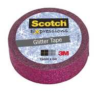 Cartoleria Nastro Decorativo Scotch Expressions. Glitter Fucsia. Rotolo Singolo Scotch