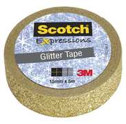 Cartoleria Nastro Decorativo Scotch Expressions Glitter Oro. Rotolo Singolo Scotch