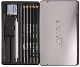 Cartoleria Set carboncini Lyra Rembrandt Charcoal Set. Scatola in metallo 5 matite carboncino e accessori Lyra