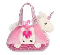 Giocattolo WORLD - UNICORNO PELUCHE CON BORSETTA - 29 CM - FANCY PAL PEEK-A-BOO "UNICORN TOY AURORA