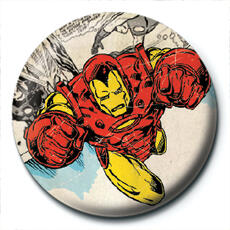 Idee regalo Pin Badge Marvel Retro. Iron Man Comic Pyramid