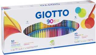 Cartoleria Pennarelli Giotto. Scatola 90 colori assortiti. 50 Stilnovo + 40 Turbo Color Giotto