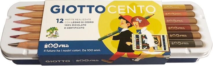 Cartoleria Matite colorate Giotto Cento in Astuccio in metallo - Prodotto celebrativo Fila Giotto