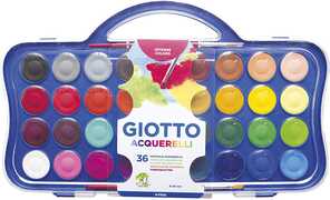 Cartoleria Acquerelli Giotto diametro 30 mm. Scatola 36 colori assortiti Giotto