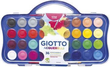 Cartoleria Acquerelli Giotto diametro 30 mm. Scatola 36 colori assortiti Giotto
