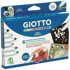 Cartoleria Pennarelli multisuperficie Giotto Decor Materials. Scatola 6 colori assortiti Giotto