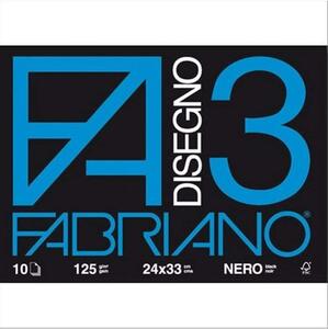 Cartoleria Album da disegno Fabriano FA3 Nero 10 fogli - 24x33 cm Fabriano