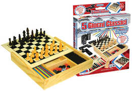 Giocattolo Giochi di Società 5 in 1 in Legno. Gioco da tavolo Ronchi Supertoys