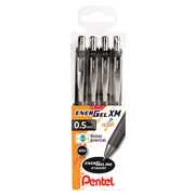 Cartoleria Penna roller EnerGel XM BL77 inchiostro nero, punta fine 0.5. Confezione 4 pezzi Pentel
