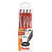 Cartoleria Penna roller EnerGel XM BL77 inchiostro rosso, punta fine 0.7. Confezione 4 pezzi Pentel
