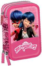 Cartoleria Astuccio accessoriato 3 zip Miraculous Rosa Panini