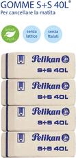 Cartoleria Gomma Pelikan S+S40 bianca in caucciù per matita. Confezione 4 pezzi (3+1 omaggio) Pelikan