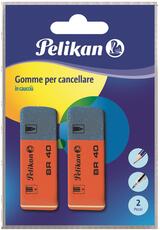 Cartoleria Gomma Pelikan BR40 in caucciù per matita e inchiostro. Confezione 2 pezzi Pelikan
