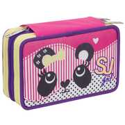 Cartoleria Astuccio attrezzato 3 zip Seven Girl Animali da SJ. Fuxia Fluo. Rosa Seven