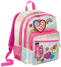 Cartoleria Zaino doppio scomparto Seven SJ Ever Rainbow Optical White. Rosa-Bianco Seven