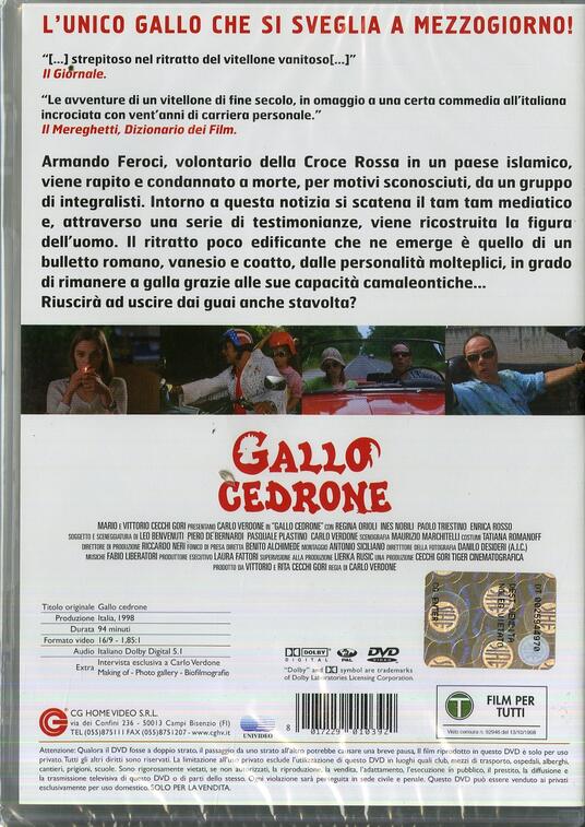 Gallo cedrone DVD Film di Carlo Verdone Commedia IBS