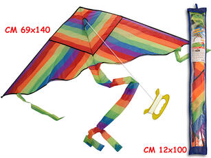 Giocattolo Aquilone Arcobaleno Con Una Maniglia In Sacca 140X69Cm Teorema