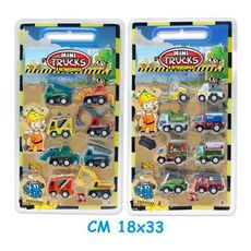 Giocattolo Mini Trucks A Retrocarica. Blister 8 Pz Teorema