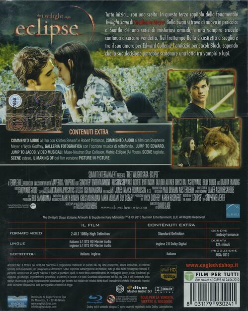 Eclipse The Twilight Saga Blu Ray Film Di David Slade Fantastico Ibs