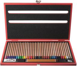 Cartoleria Pastelli Natural Koh-I-Noor. Scatola in legno Luxory con 36 matite colorate e accessori Koh-I-Noor