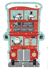 Cartoleria Biglietto auguri Legami Holly Jolly Christmas, Double Decker Pulmino a due piani - 11,5x17 cm Legami