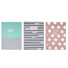 Cartoleria Set di 3 quadernoni, 2 a righe e uno bianco Pastel Geometries multicolor Tricoastal