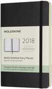 Cartoleria Weekly Notebook. Agenda-taccuino settimanale 2018, 12 mesi, Moleskine pocket copertina morbida nera Moleskine