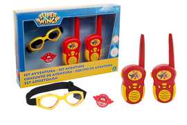 Giocattolo Super Wings. Set Avventura Base. Con 2 Walkie Talkie, Occhialoni da Aviatore e Spille Giochi Preziosi