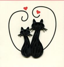 Cartoleria Biglietto Auguri Quilling Fatto A Mano Gatti Neri Origamo