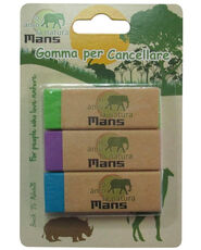Cartoleria Set 3 gomme colorate Mans Mans