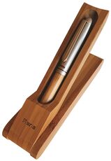 Cartoleria Penna in bamboo e alluminio satinato, completo di custodia da tavolo in bamboo Mans