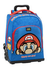 Cartoleria Zaino trolley organizzato Super Mario Blu Panini