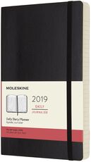 Cartoleria Agenda giornaliera 2019, 12 mesi, Moleskine large copertina morbida. Nero Moleskine
