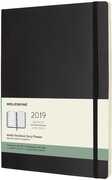 Cartoleria Weekly Notebook. Agenda-taccuino settimanale 2019, 12 mesi, Moleskine extra large copertina morbida. Nero Moleskine