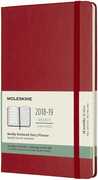 Cartoleria Weekly Notebook. Agenda-taccuino settimanale 2018-2019, 18 mesi, Moleskine large copertina rigida. Rosso Moleskine