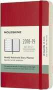 Cartoleria Weekly Notebook. Agenda-taccuino settimanale 2018-2019, 18 mesi, Moleskine pocket morbida rigida. Rosso Moleskine