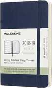 Cartoleria Weekly Notebook. Agenda-taccuino settimanale 2018-2019, 18 mesi, Moleskine pocket morbida rigida. Blu Moleskine