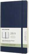 Cartoleria Weekly Notebook. Agenda-taccuino settimanale 2018-2019, 18 mesi, Moleskine large copertina morbida. Blu Moleskine