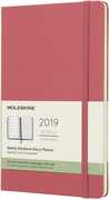 Cartoleria Weekly Notebook. Agenda-taccuino settimanale 2019, 12 mesi, Moleskine large copertina rigida. Rosa Moleskine