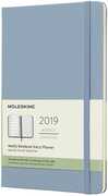 Cartoleria Weekly Notebook. Agenda-taccuino settimanale 2019, 12 mesi, Moleskine large copertina rigida. Azzurro Moleskine