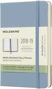 Cartoleria Weekly Notebook. Agenda-taccuino settimanale 2018-2019, 18 mesi, Moleskine pocket copertina rigida. Azzurro Moleskine