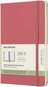 Cartoleria Weekly Notebook. Agenda-taccuino settimanale 2018-2019, 18 mesi, Moleskine large copertina rigida. Rosa Moleskine