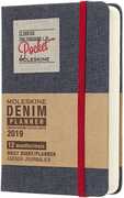 Cartoleria Agenda giornaliera 2019, 12 mesi, Moleskine pocket. Limited Edition Denim. Nero Moleskine