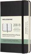 Cartoleria Agenda settimanale orizzontale 2018-2019, 18 mesi, Moleskine pocket morbida rigida. Nero Moleskine