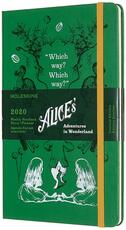 Cartoleria Weekly Notebook Agenda-Taccuino settimanale 2020, 12 mesi, Alice in Wonderland Limited Edition Moleskine large verde. Green Moleskine