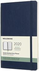 Cartoleria Weekly Notebook Agenda-Taccuino settimanale 2020, 12 mesi, Moleskine large copertina morbida blu. Sapphire Blue Moleskine