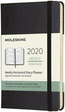 Cartoleria Agenda settimanale orizzontale 2020, 12 mesi, Moleskine pocket copertina rigida nero. Black Moleskine