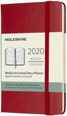 Cartoleria Agenda settimanale orizzontale 2020, 12 mesi, Moleskine pocket copertina rigida rosso. Scarlet Red Moleskine