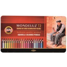 Cartoleria Pastelli Mondeluz Classic Koh-I-Noor. Astuccio in metallo con 72 matite colorate Koh-I-Noor