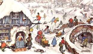 Cartoleria Biglietto Natale rettangolare Maxi 3D Full Bleed Anton Pieck. Ghiaccio Panini
